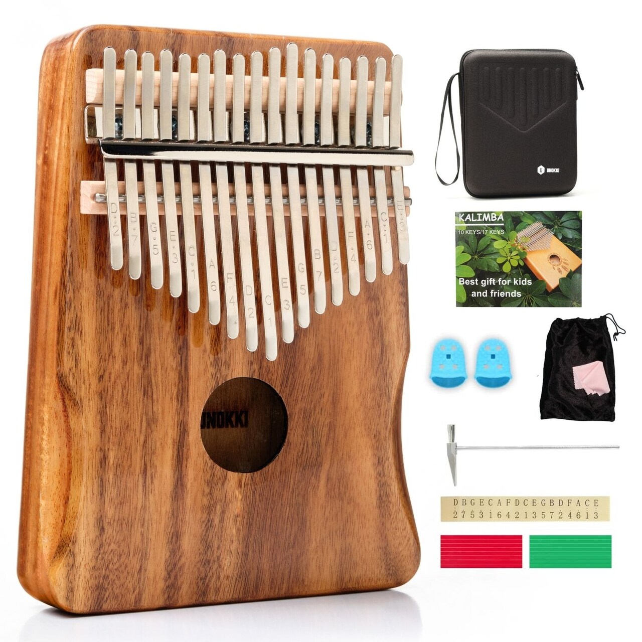 UNOKKI Kalimba 17 Key Thumb Piano | Solid Koa Acacia Wood Mbira - Premium, Lightweight & Durable | Includes Waterproof Case, Hand Rest & More